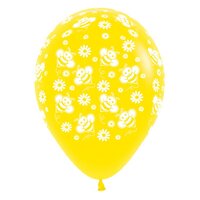Baby Shower Bees & Flowers Yellow Latex Balloons 6 Pack
