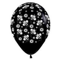 Baby Shower Bees & Flowers Black Latex Balloons 6 Pack