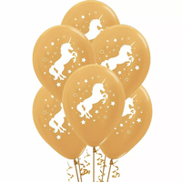 Unicorn Sparkles & Stars Gold Latex Balloons 6 Pack