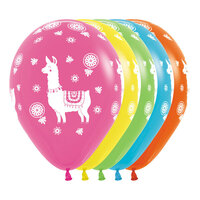 Llama Tropical Assorted Coloured Latex Balloons 12 Pack