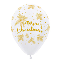 Merry Christmas White Latex Balloons 50 Pack
