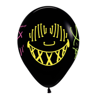 Halloween Neon Masks Fashion Black Latex Balloons 12 Pack