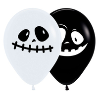 Halloween Ghosts Black & White Fashion Latex Balloons 12 Pack