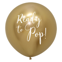 Baby Shower Ready to Pop Gold Latex Balloon