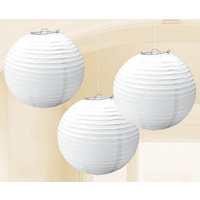 Australia Day Round Paper Lanterns Frosty White 3 Pack