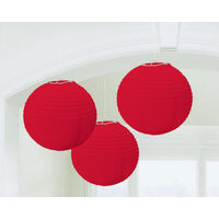 Australia Day Round Paper Lanterns Apple Red 3 Pack