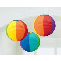 Rainbow Round Paper Lanterns 3 Pack