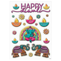 Diwali Festival of Lights Foil Embossed Window Decorations