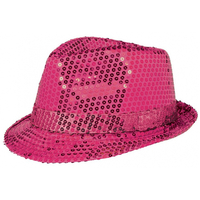 50's Party Fedora Sequin Hat Pink x1