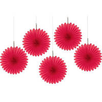 Australia Day Mini Fan Decorations Apple Red 5 Pack 