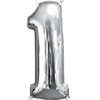 Number 1 Silver Foil Balloon 66cm