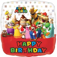 Super Mario Brothers Happy Birthday Square Foil Balloon