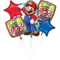 Super Mario Brothers Bouquet of 5 Foil Balloons