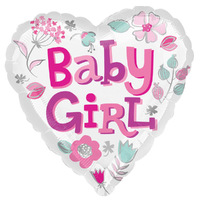 Baby Shower Baby Girl Heart Shape Foil Balloon