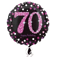 70th Birthday Sparkling Pink Party Supplies Holographic Balloon
