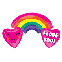 Rainbow with Hearts I Love You SuperShape Foil Balloon