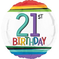21st Birthday Rainbow Foil Balloon
