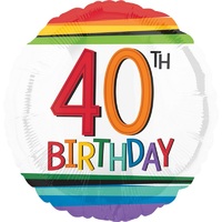 40th Birthday Rainbow Foil Balloon