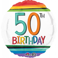 50th Birthday Rainbow Foil Balloon