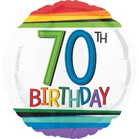 70th Birthday Rainbow Foil Balloon