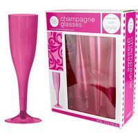 Pink Plastic Champagne Wine Glasses 18 Pack