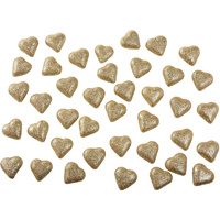 Valentine's Day Heart Table Scatters Gold Glittered 40 Pack