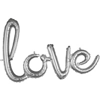 Love Phrase Script Silver Foil Balloon