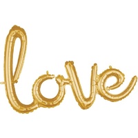 Love Phrase Script Gold Foil Balloon