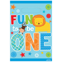 1st Birthday Blue Wild Animal Loot Bags 