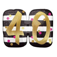 40th Birthday Pink & Gold Milestone Supershape Foil Balloon