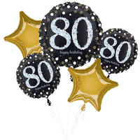 80th Birthday Sparkling Celebration Foil Balloon Bouquet
