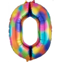 Rainbow Splash SuperShape Foil Balloon Number 0