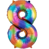 Rainbow Splash SuperShape Foil Balloon Number 8