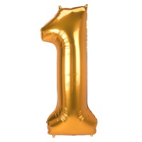 Metallic Gold Jumbo SuperShape Number 1 Foil Balloon