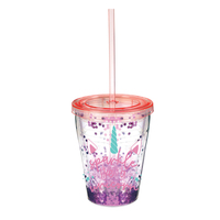 Enchanted Unicorn Confetti Glitter Tumbler & Straw x1