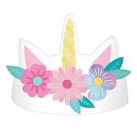 Enchanted Unicorn Glittered Paper Crowns 8 Pack