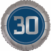 30th Birthday Blue And Silver Foil Balloon