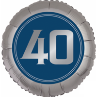 40th Birthday Blue And Silver Foil Balloon