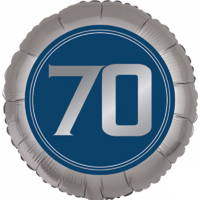 70th Birthday Blue And Silver Foil Balloon