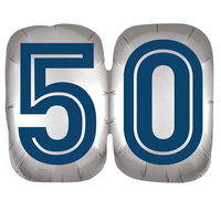 50th Birthday Blue And Silver SuperShape Foil Balloon