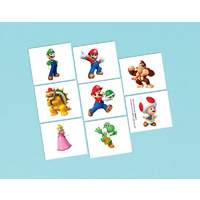 Super Mario Brothers Temporary Tattoos - 1 Perforated Sheet Containing 8 Tattoos