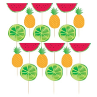 Fruit Deluxe Hot Stamped Paper & Wood Food Picks 24 Pack