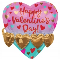 Happy Valentine's Day Gold Heart Garland Multi-Balloon 