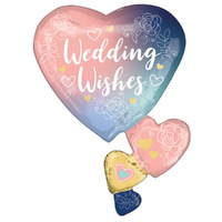 Wedding Wishes Hearts SuperShape Foil Balloon