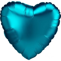 Aqua Blue Satin Luxe Heart Shaped Foil Balloon 