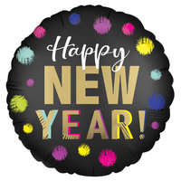 Happy New Year Satin Dotted Foil Balloon