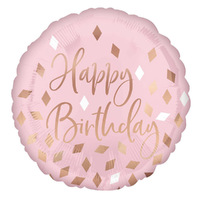 Blush Pink Happy Birthday Round Foil Balloon