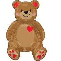 Valentine's Day Sitting Teddy & Love Hearts Multi-Foil Balloon