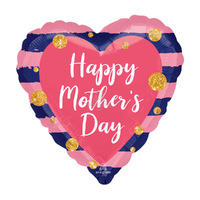 Happy Mother's Day Navy & Pink Heart Shaped Balloon