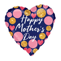 Happy Mother's Day Navy & Glitter Gold Dots Foil Balloon